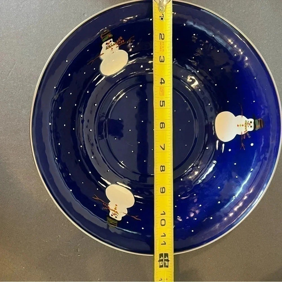 Golden Rabbit II Snowman Denise S. Harvey Blue Enamelware Lot Of (8) Eight - Picture 3 of 8